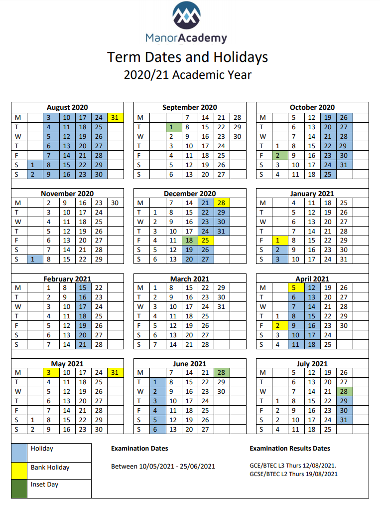 Term Dates The Manor Academy