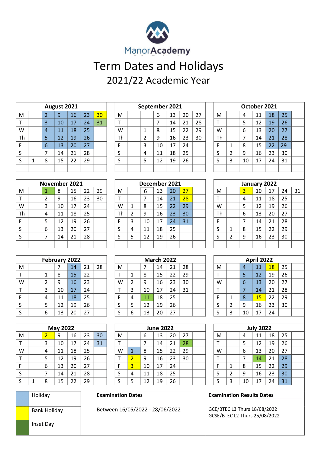 Info Calendar For School Holidays And Insets 2021 2022 1